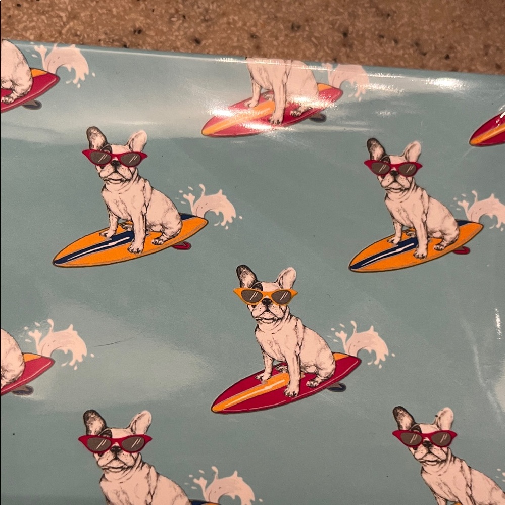 Surfing Dog Rectangular Appetizer Plates - Set of 3 - Picture 2 of 3